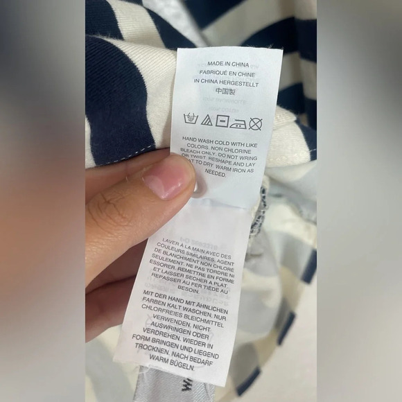 J. Crew Asymmetrical Navy and White Ruffle Striped Peplum Top Women’s Small - Picture 11 of 16